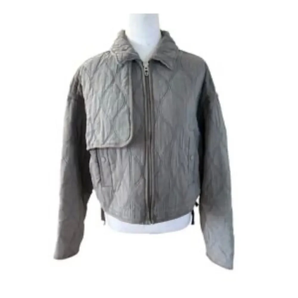 Blank NYC Grey Cotton Quilted Jacket Sz Large